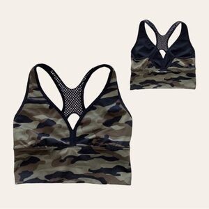 La SENZA Camo Green Racer Back Sports Bra S
